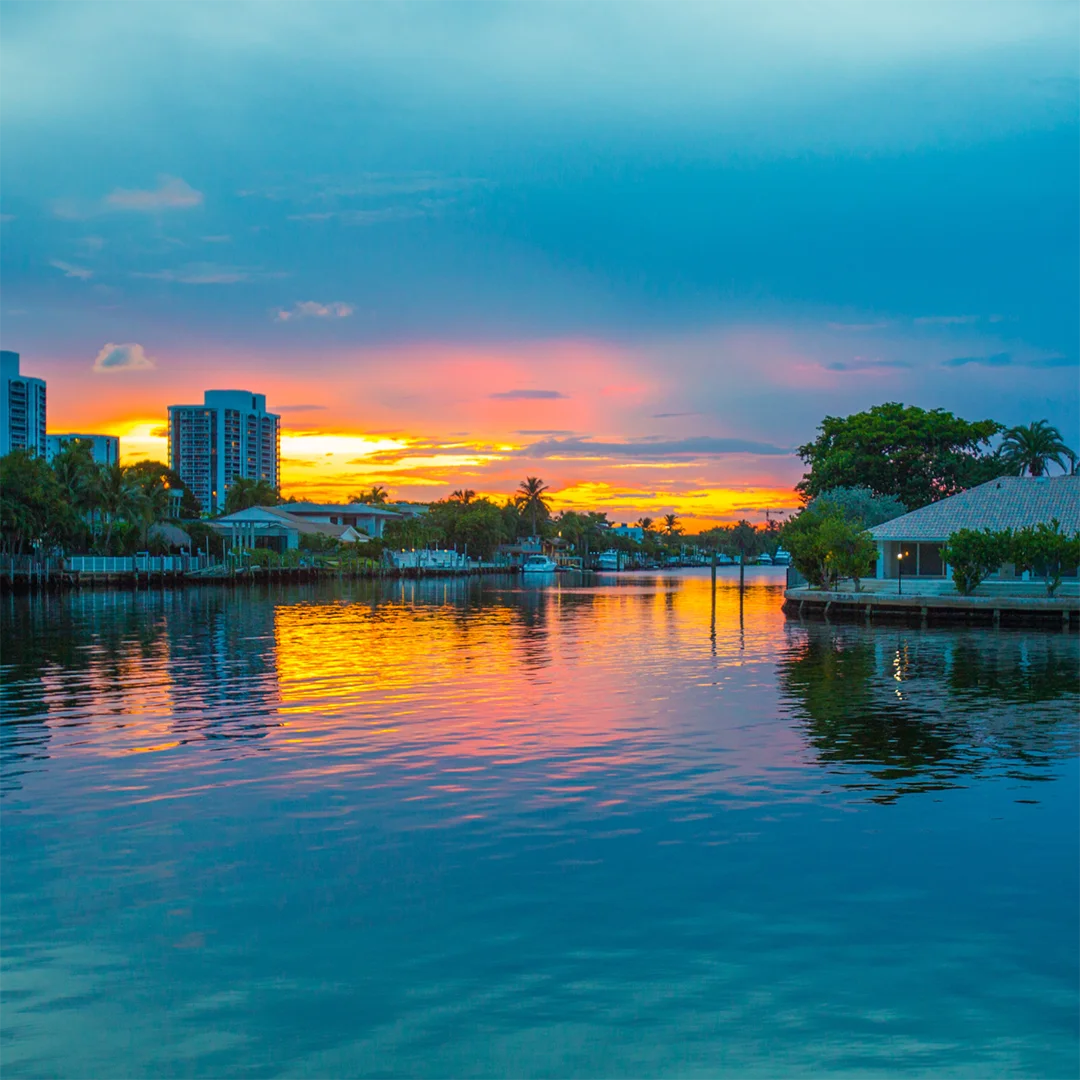Waterview during sunset in Delray Beach, FL.