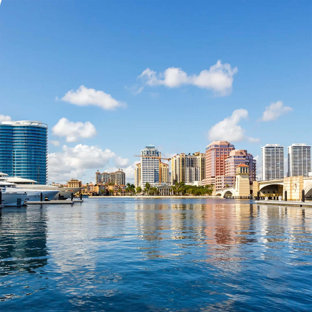 City skyline in West Palm Beach, FL.
